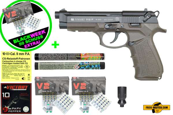 Black Friday Week: Top Aktion!Zoraki 918 - Komplett Set -Schreckschuss-Pistole 9mm P.A.K. schwarz