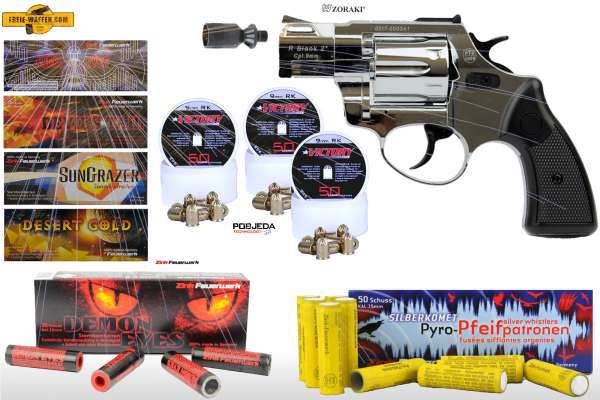 Schreckschuss Silvester Set XXL Zoraki R2 2 Zoll Revolver inkl. 150 Stk. Effekt + 150 Stk. 9 mm R.K.