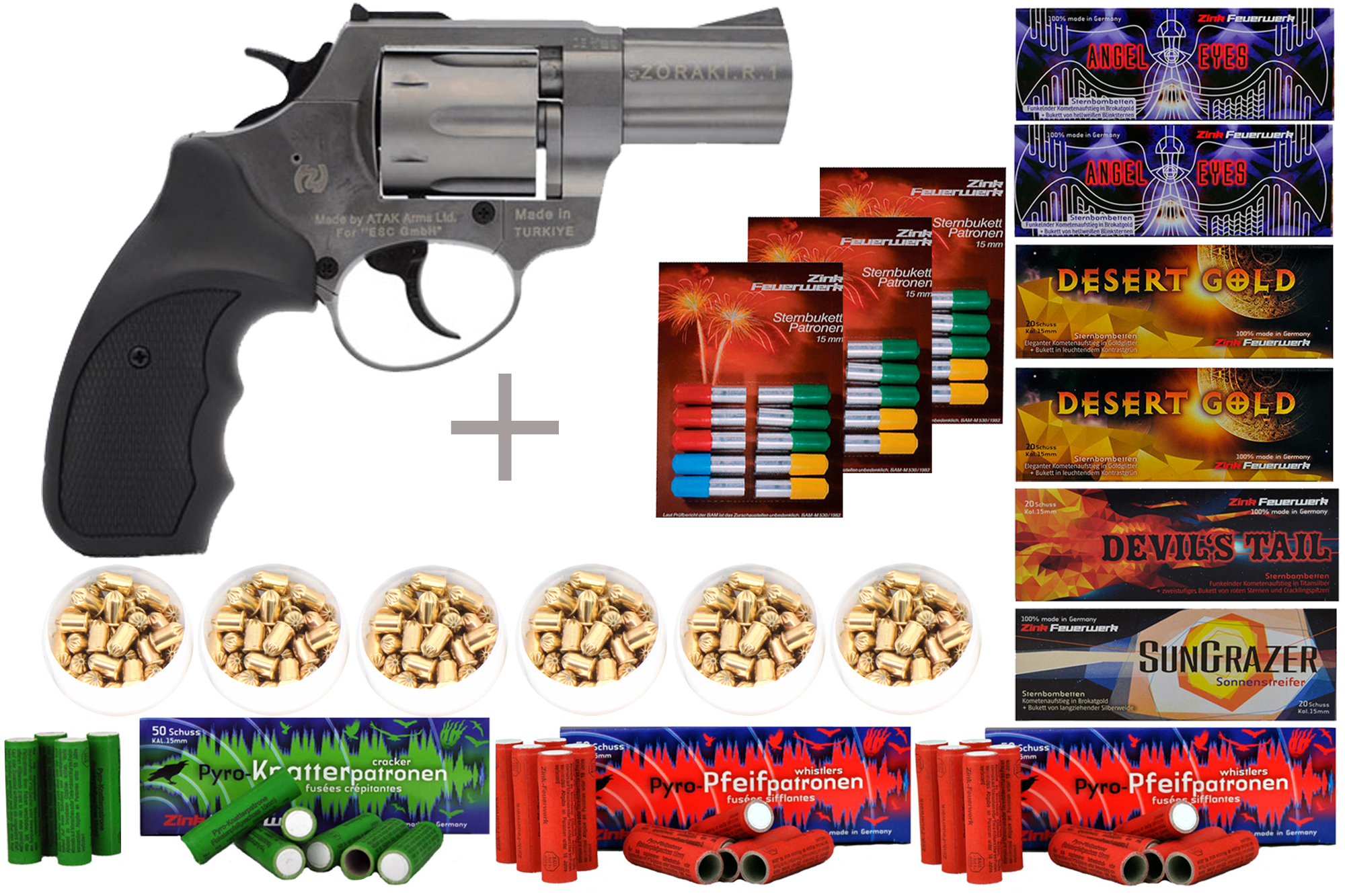 Schreckschuss Silvester Set XXL Zoraki R1 2,5" Revolver Titan + 600 ...