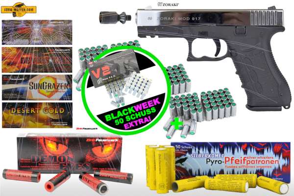 Black Friday Week: Top Aktion! Schreckschuss Silvester Set XXL Zoraki 917+ Munition