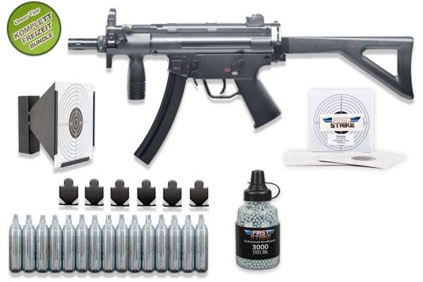 Freizeit - Hobby Luftgewehr Set: Heckler & Koch MP5 K-PDW Co2 - 4,5mm (.177) BB - inkl. Zubehör