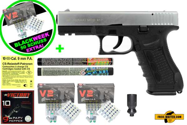 Black Friday Week: Top Aktion! ZORAKI 917 - Komplett Set -Schreckschusspistole / Gaspistole 9 mm P.