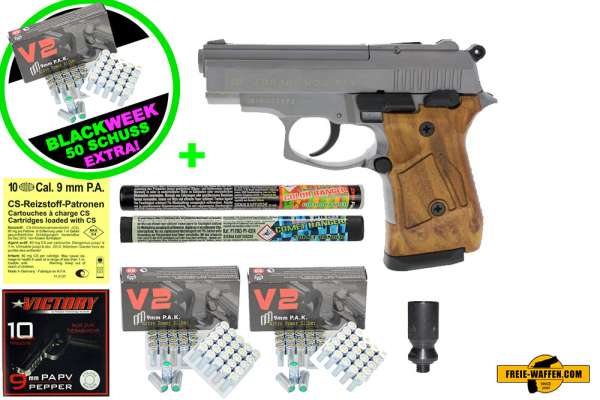 Black Friday Week: Top Aktion! ZORAKI 914 - Komplett Set -Schreckschusspistole / Gaspistole 9 mm P.A.K. titan HG-Optik