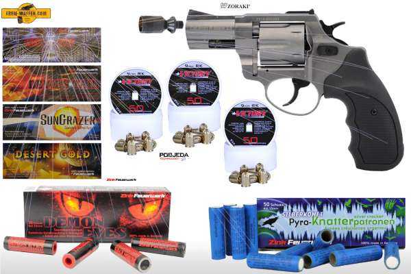 Schreckschuss Silvester Set XXL Zoraki R1 2,5 Zoll Revolver inkl. 150 Stk. Effekt + 150 Stk. 9 mm R.K.