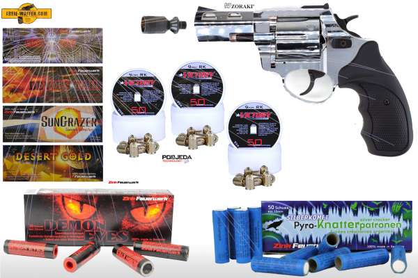 Schreckschuss Silvester Set XXL Zoraki R1 2,5 Zoll Revolver inkl. 150 Stk. Effekt + 150 Stk. 9 mm R.K.