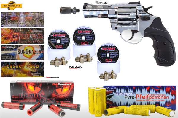 Schreckschuss Silvester Set XXL Zoraki R1 2,5 Zoll Revolver inkl. 150 Stk. Effekt + 150 Stk. 9 mm R.K.