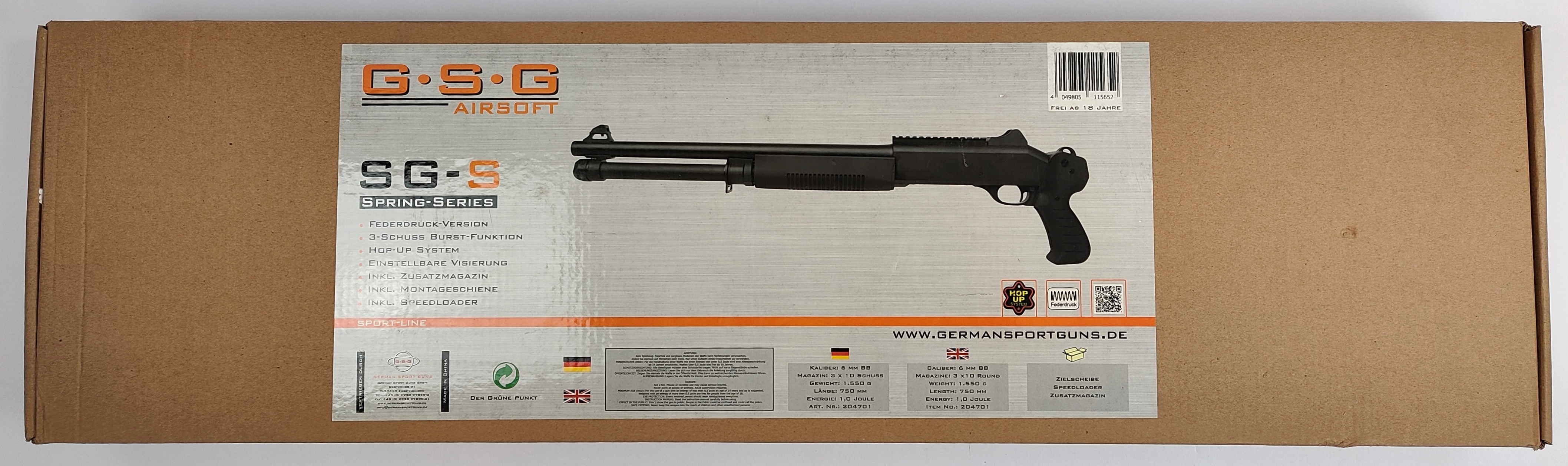 Softair / Airsoft Gewehr GSG SG-S Spring Series Shotgun Short Federdruck