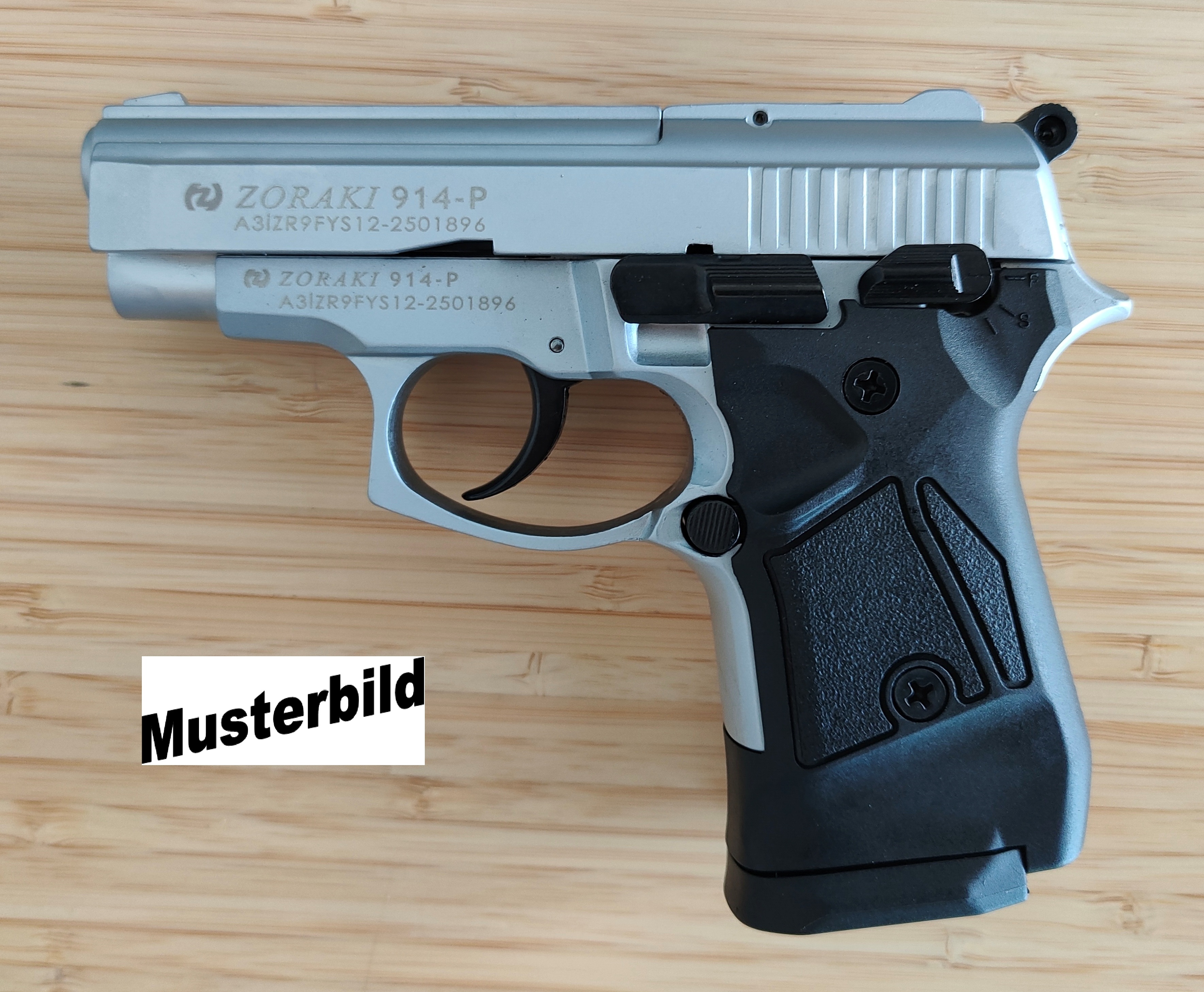 ZORAKI 914 Schreckschusspistole / Gaspistole 9 mm P.A.K. matt chrom 2. Wahl