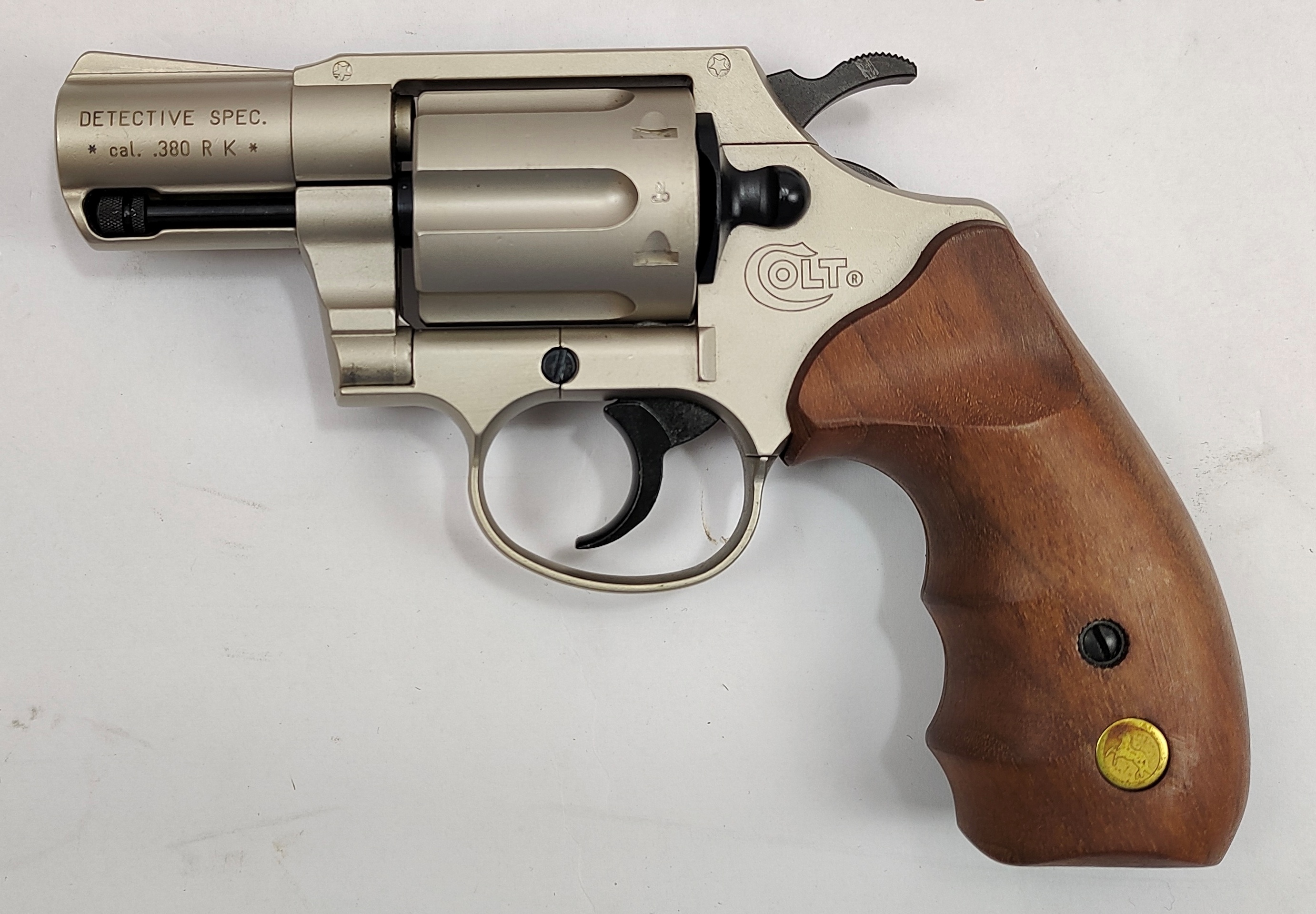 Colt Detective Special 9mm R.K. (PTB 841) nickel-Holzgriff