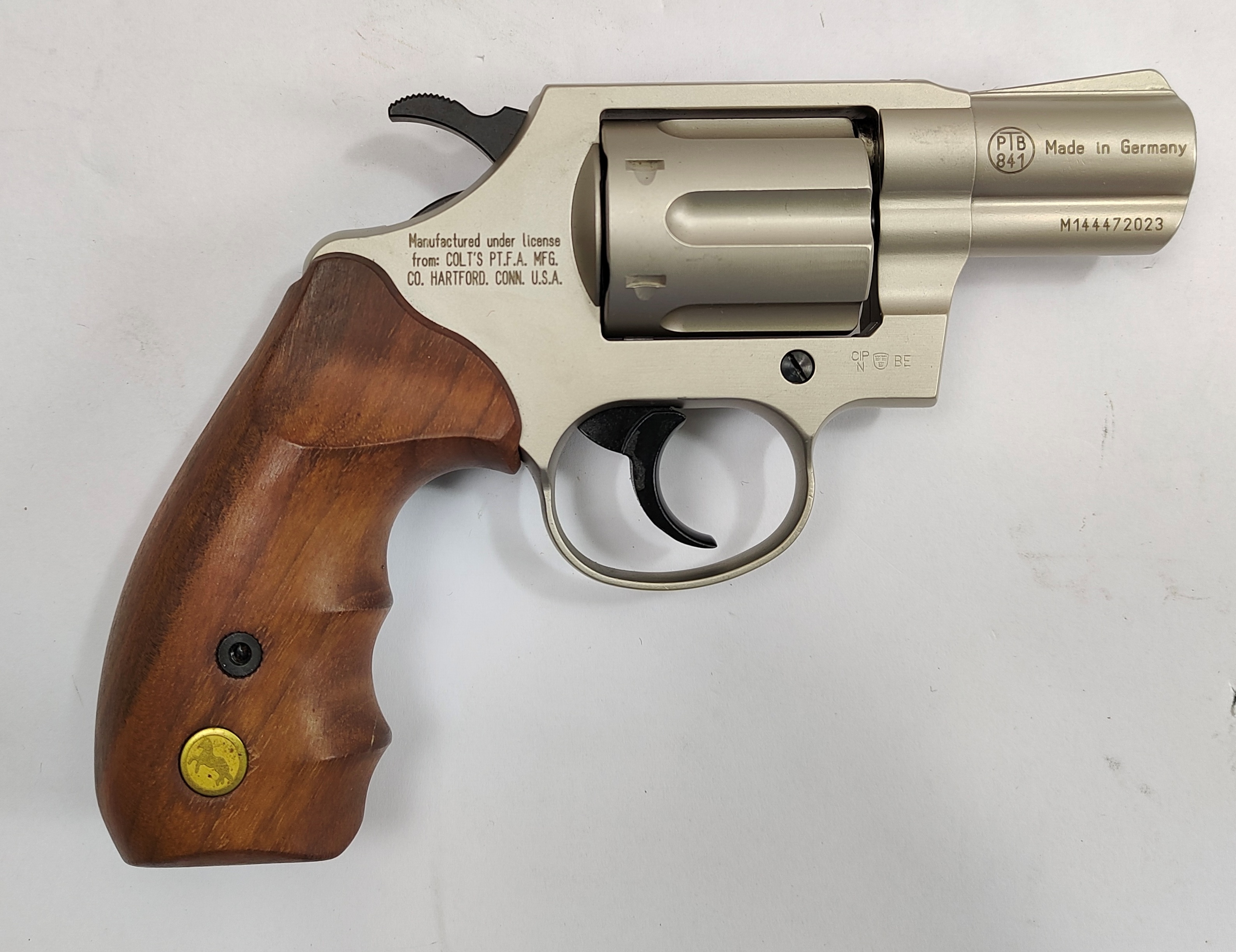 Colt Detective Special 9mm R.K. (PTB 841) nickel-Holzgriff