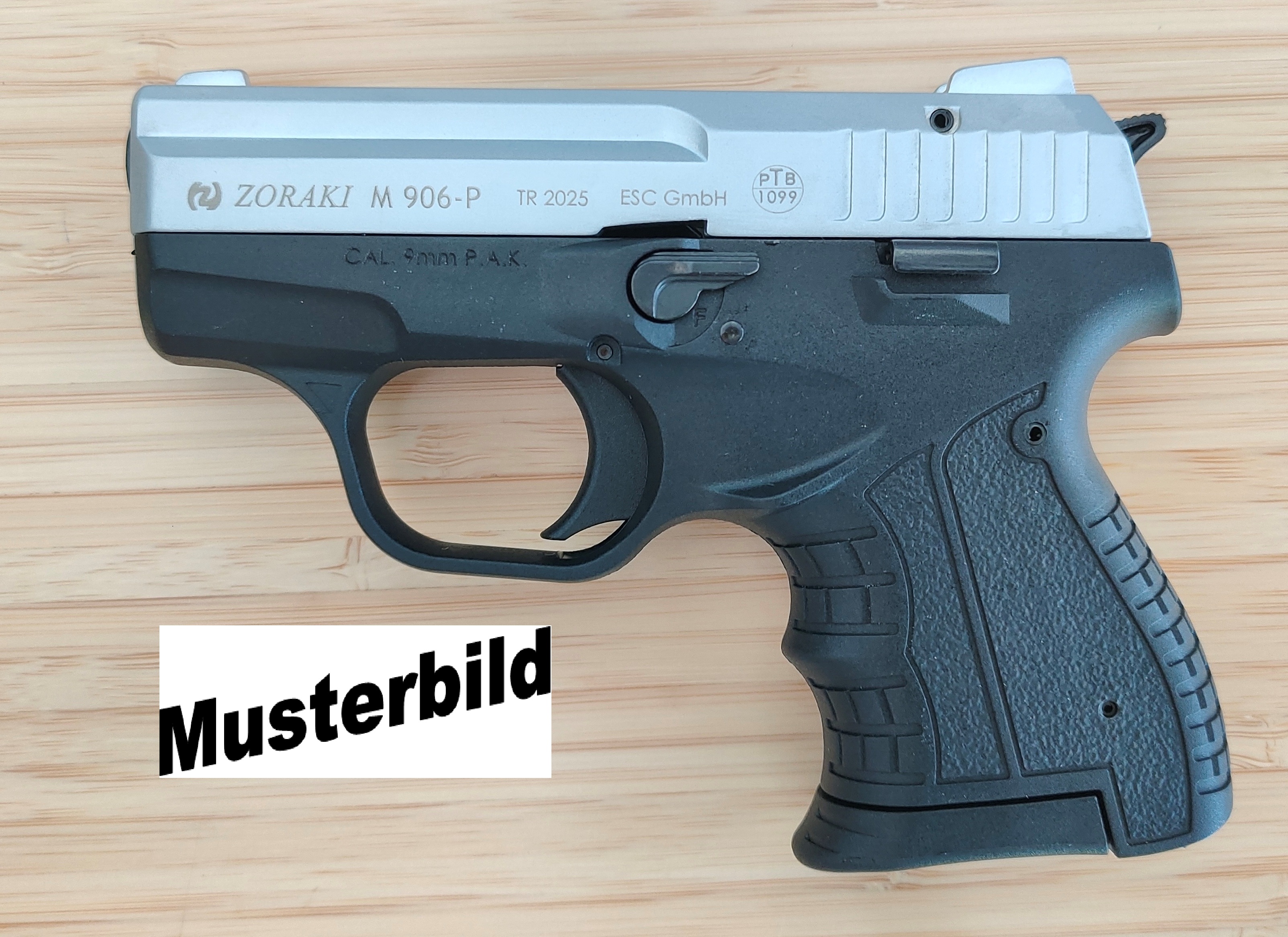 ZORAKI 906 Schreckschusspistole / Gaspistole 9 mm P.A.K. matt chrom 2. Wahl (ohne Laufgewinde)