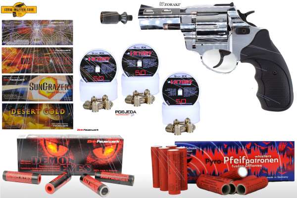 Schreckschuss Silvester Set XXL Zoraki R1 2,5 Zoll Revolver inkl. 150 Stk. Effekt + 150 Stk. 9 mm R.K.