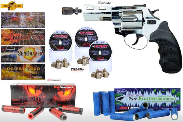 Schreckschuss Silvester Set XXL Zoraki R2 2 Zoll Revolver inkl. 150 Stk. Effekt + 150 Stk. 9 mm R.K.