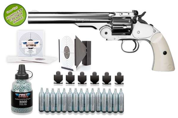 Co² Pistole Komplettset: Schofield 6" Revolver 4,5mm | 4,5mm BB - Druckluft Co2 Non BlowBack