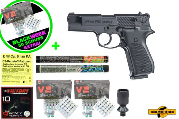 Black Friday Week: Top Aktion! Walther P88,- Komplett Set - Schreckschusspistole / Gaspistole, 9 mm