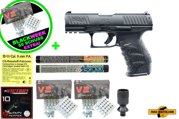 Black Friday Week: Top Aktion! WALTHER PPQ M2 - Komplett Set -Schreckschuss Pistole Gas Signal Alar