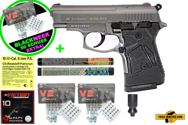 Black Friday Week: Top Aktion! ZORAKI 914 - Komplett Set -Schreckschusspistole / Gaspistole 9 mm P.A