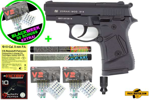 Black Friday Week: Top Aktion!ZORAKI 914 - Komplett Set -Schreckschusspistole / Gaspistole 9 mm P.A.